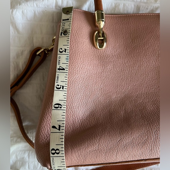 Genuine Leather Valentina Shoulder Cross-Body Bag - Pink and Tan - Picture 12 of 15